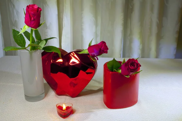 Красная Роза Является Традиционным Символом Любви Романтики День Святого Валентина — стоковое фото