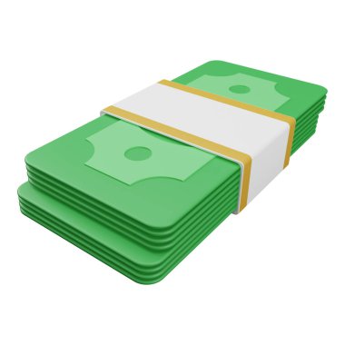 Paketlerin 3 boyutlu oluşturulması nakit simgesi, para tasarrufu kavramı, beyaz arkaplanda izole