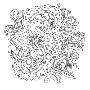 Çiçek süs doodle desen