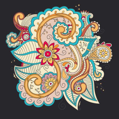 Çiçek süs doodle desen