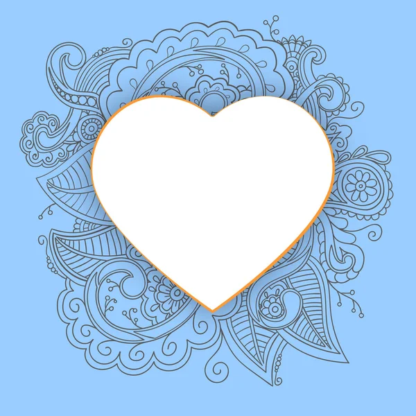 Corazón con patrón de garabato — Vector de stock