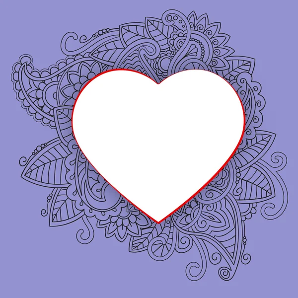 Corazón con patrón de garabato — Vector de stock