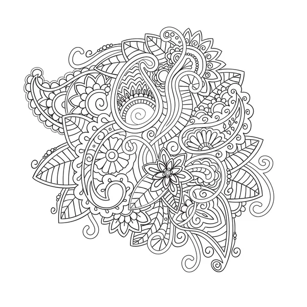 Padrão de doodle ornamental floral — Vetor de Stock