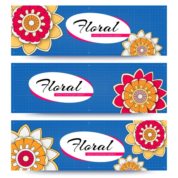 Banner vettoriale con fiori — Vettoriale Stock