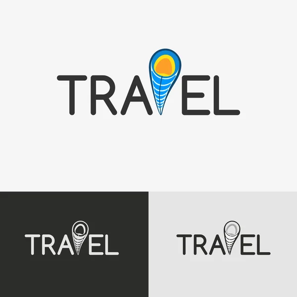 Logotipo de viagem com a etiqueta geo — Vetor de Stock