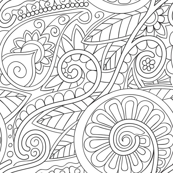 Padrão de doodle ornamental floral — Vetor de Stock