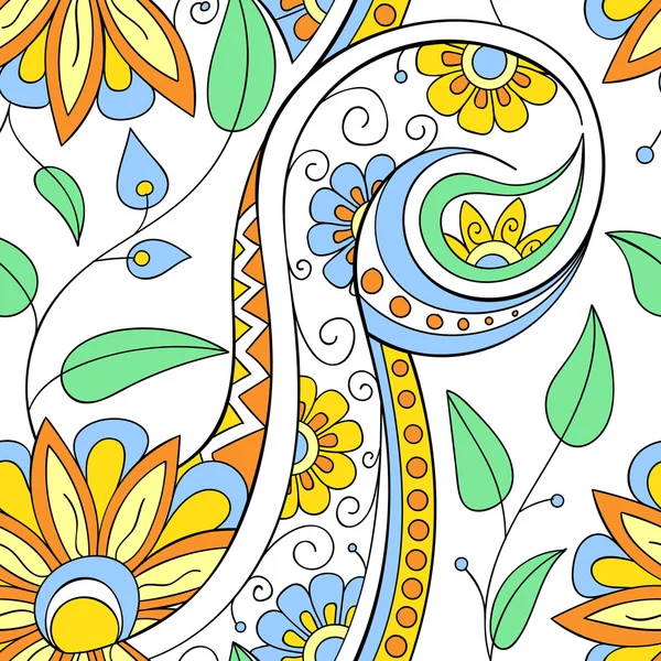 Květinové okrasné doodle vzor — Stockový vektor