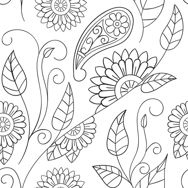 Patrón de garabato ornamental floral — Vector de stock