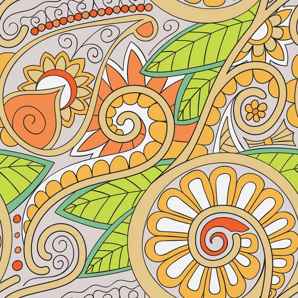 Padrão de doodle ornamental floral — Vetor de Stock