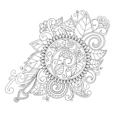 Çiçek süs doodle desen