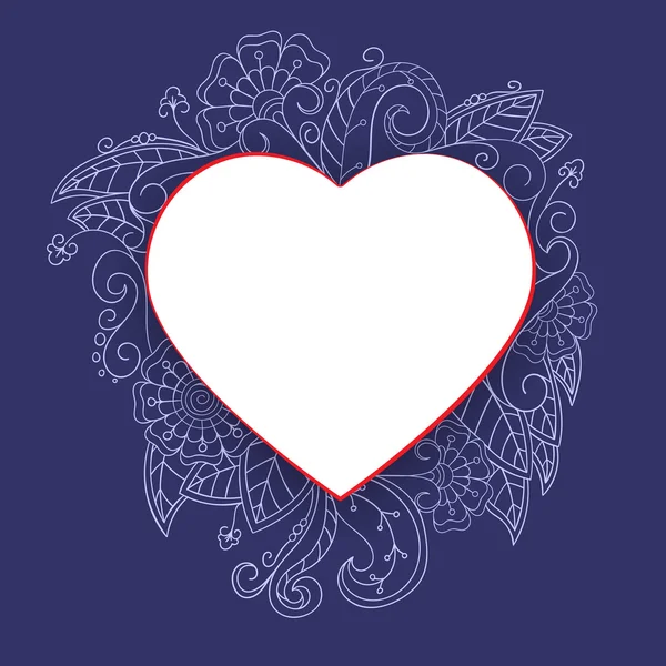 Coeur avec motif de gribouillage — Image vectorielle