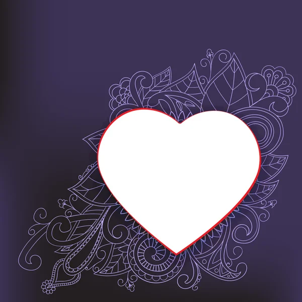 Coeur avec motif de gribouillage — Image vectorielle