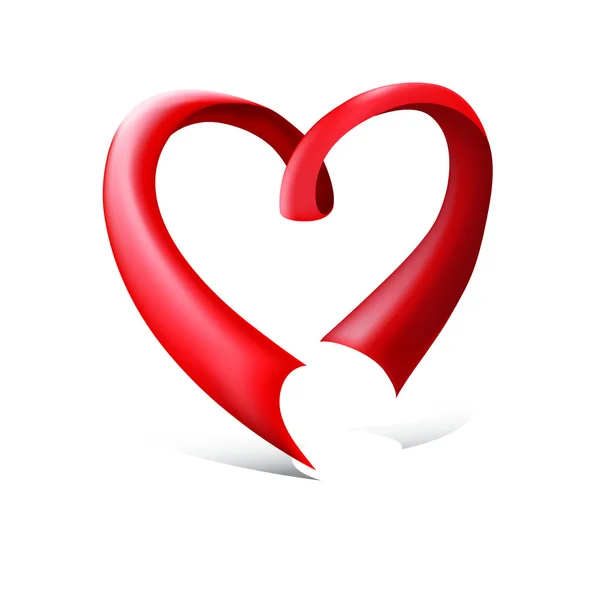 Red glossy ribbon heart — Stock Vector