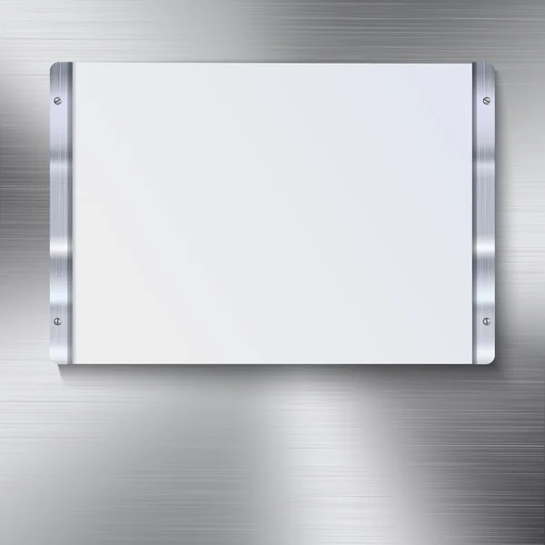 Placa blanca con marco de metal — Vector de stock