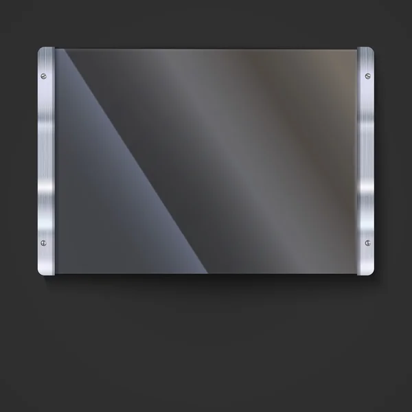 Placa de vidrio con marco de metal — Vector de stock