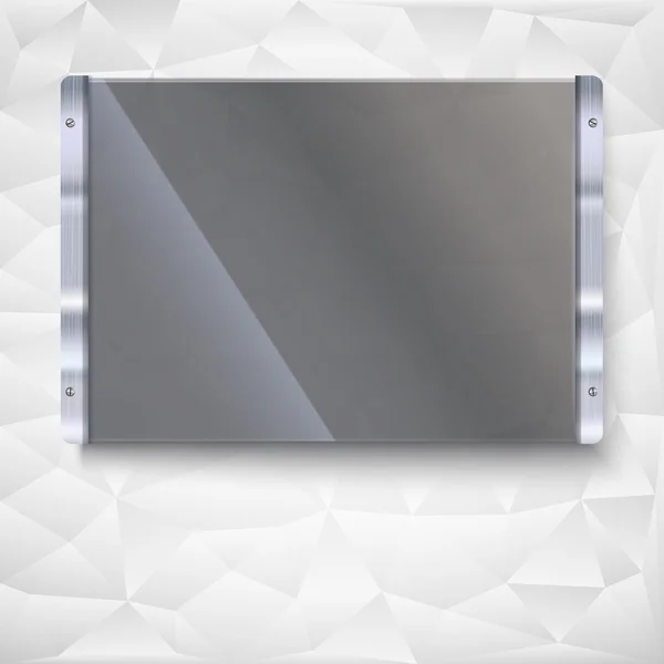 Placa de vidrio con marco de metal — Vector de stock
