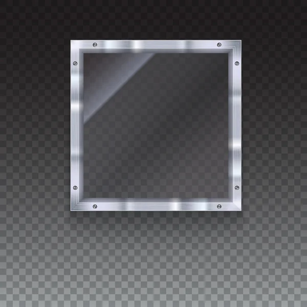 Placa de vidrio con marco de metal — Archivo Imágenes Vectoriales