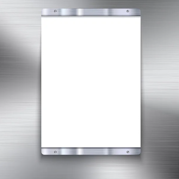 Plaque blanche avec cadre métallique — Image vectorielle