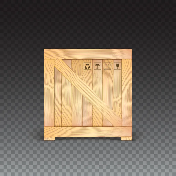 Caja de madera aislada, icono . — Archivo Imágenes Vectoriales