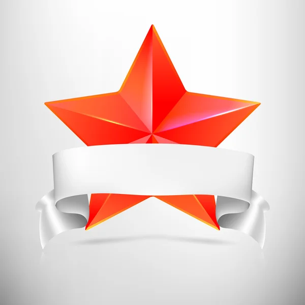 Estrella roja con cinta. — Vector de stock