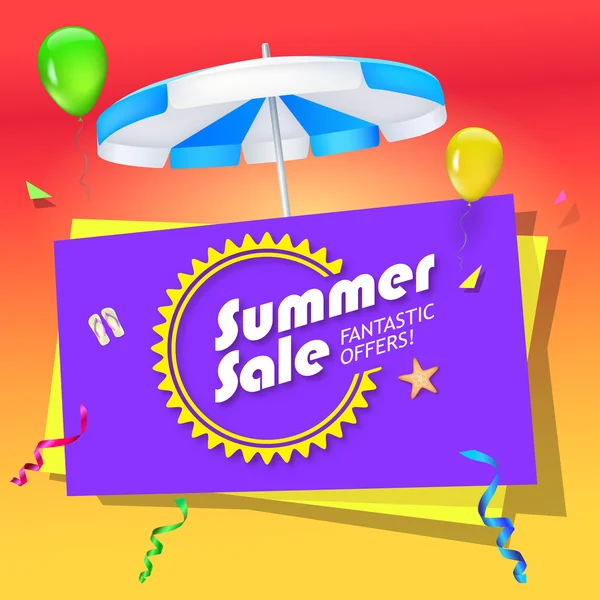 Καλοκαίρι πώληση πανό με ομπρέλα — Διανυσματικό Αρχείο