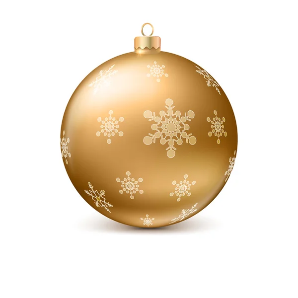 Gold Christmas ball with snowflackes — Stock Vector