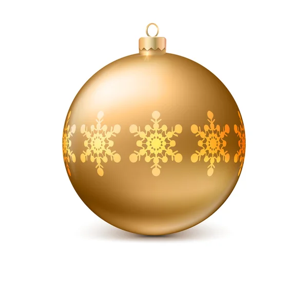 Palla di Natale in oro con fiocchi di neve — Vettoriale Stock