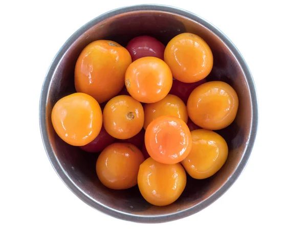Блискучі апельсинові мариновані помідори ізольовані — стокове фото