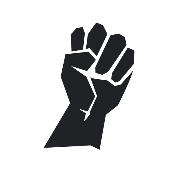 La vida de los negros importa. Icono negro de la mano apretado en el puño. Símbolo de acciones de protesta. Ilustración vectorial — Vector de stock