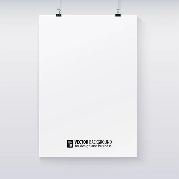 Blanco witte poster sjabloon. Vector 3d illustratie. — Stockvector