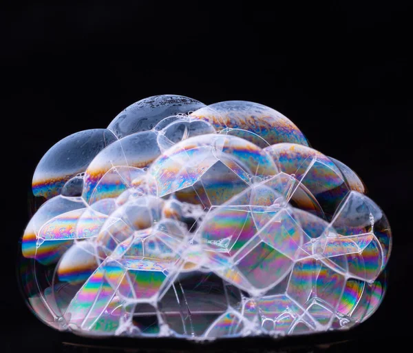 Struktur von Seifenblasen schließen sich. Makroaufnahme. — Stockfoto