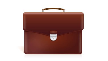 Evrak çantası beyaz arka planda izole edilmiş. Vektör 3d illüstrasyon