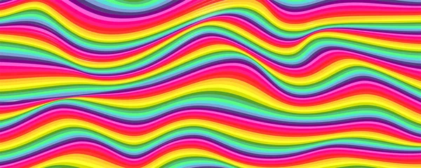 Lignes ondulées qui coulent. Modèle de rayures en couleur arc-en-ciel. Illustration vectorielle. — Image vectorielle
