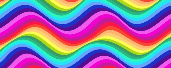 Fondo ondulado psicodélico con colores de arco iris. Patrón abstracto con líneas que fluyen. Ilustración vectorial. — Archivo Imágenes Vectoriales