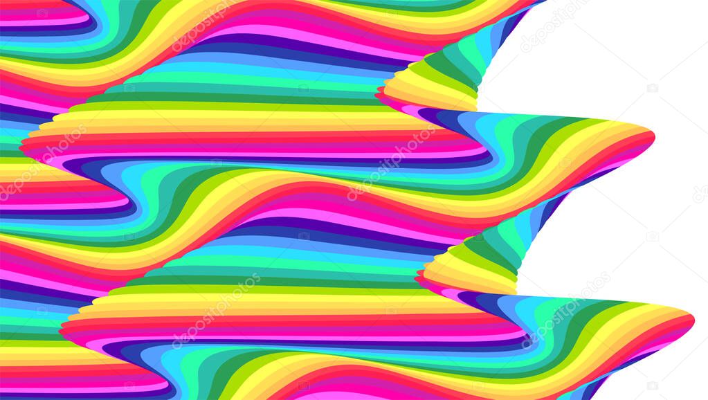 Psychedelic colorful background with colors of rainbow. Abstract pattern with stripes lines. Vector illustration.