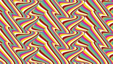 Psikedelik soyut desen. Dar renkli çizgilerden optik yanılsama. Vektör arkaplanı