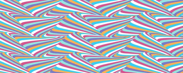 Psychedelic pattern from colorful stripes. Optical illusion from narrow lines. Vector background — Stock Vector