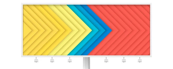 Billboard longo com padrão geométrico abstrato. As setas apontam para a direita. Cores da moda. Fundo minimalista. Ilustração vetorial 3d. — Vetor de Stock