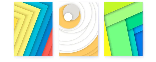Set di copertine con motivo geometrico astratto. Colori alla moda. Design minimalista. Illustrazione vettoriale. — Vettoriale Stock