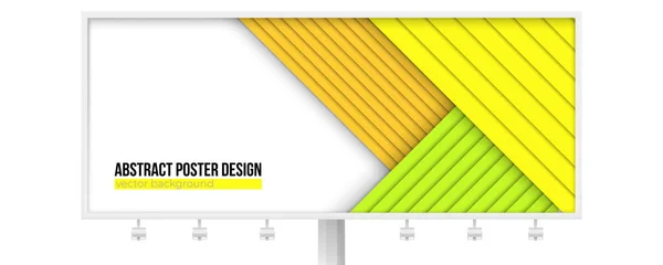Šablona billboardu. Abstraktní geometrické složení. vícevrstvé pozadí. Žluté, oranžové a zelené barvy. Vektorová 3D ilustrace. — Stockový vektor