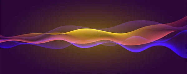 カラーラインを流れる。背景色に光沢のある線がブレンドされます。湾曲した波状の抽象的なパターン。ベクターイラスト. — ストックベクタ