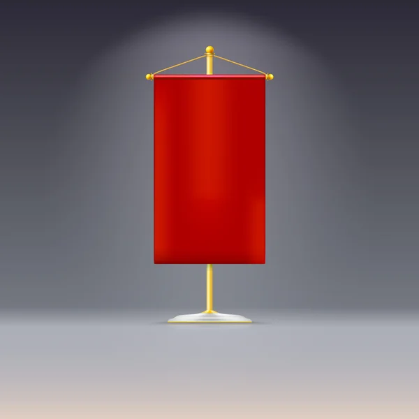 Bandera roja o bandera sobre base amarilla con — Vector de stock