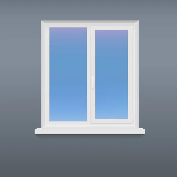 Gesloten, witte kunststof venster. — Stockvector