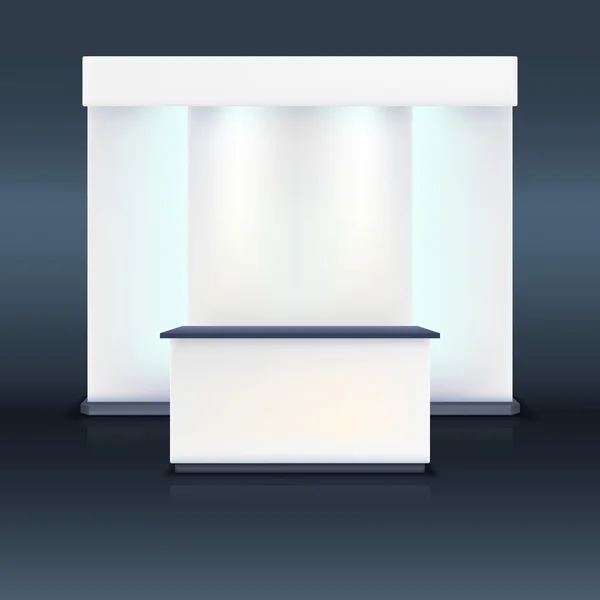 Stánek s obrazovkou a modré osvětlení. — Stockový vektor