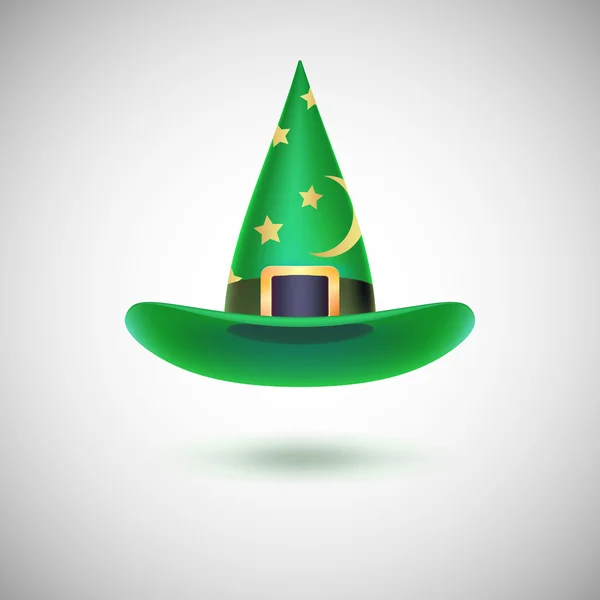 Sombrero de bruja verde para Halloween . — Vector de stock