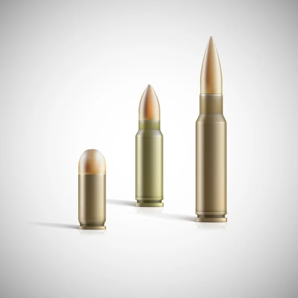 Pušky a pistole náboje izolovaných na bílém pozadí — Stockový vektor