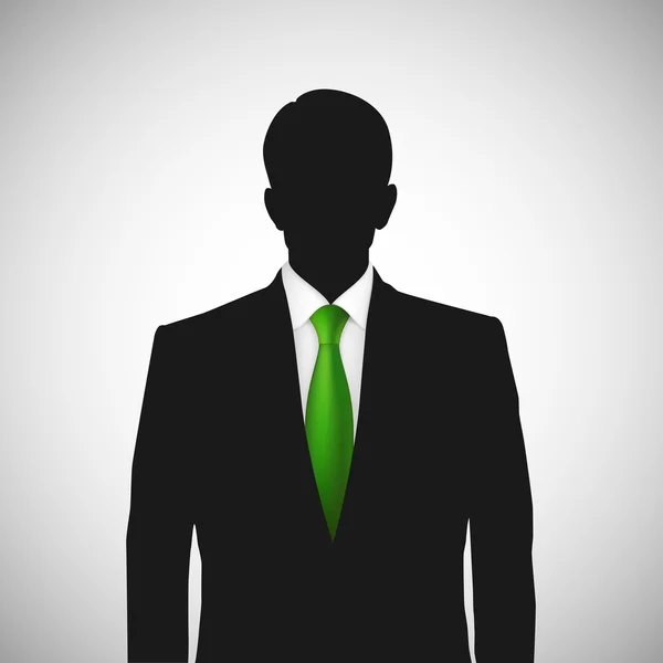 Bilinmeyen kişi siluet whith yeşil kravat — Stok Vektör