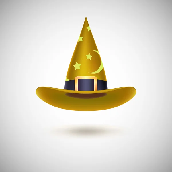 Sombrero de bruja amarillo para Halloween . — Vector de stock