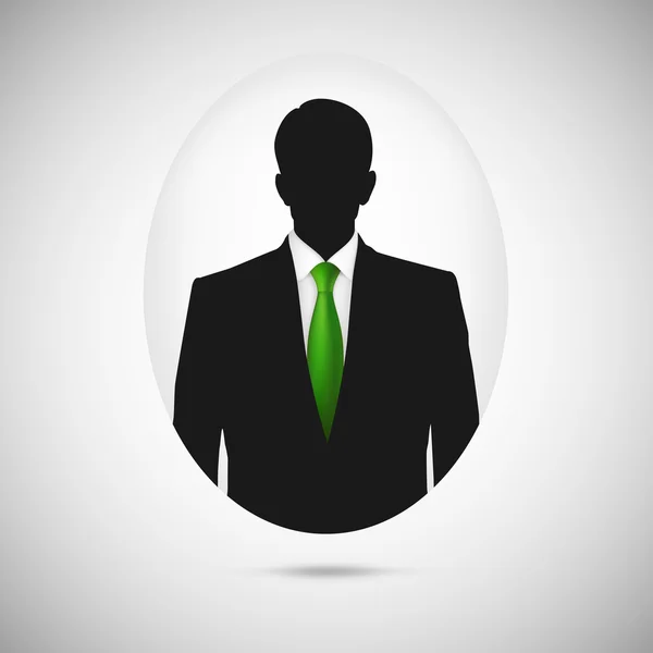 Erkek kişi siluet. Profil resmi whith yeşil kravat. — Stok Vektör