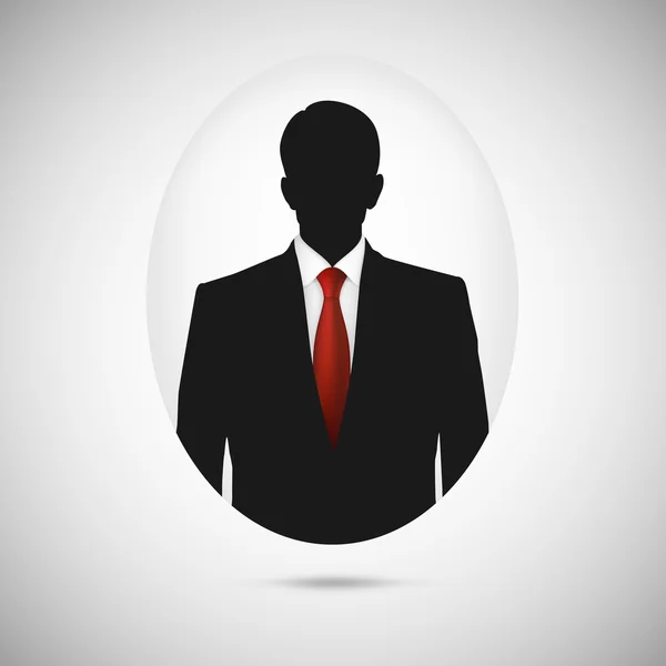 Male person silhouette. Profile picture whith red tie. — Stock Vector
